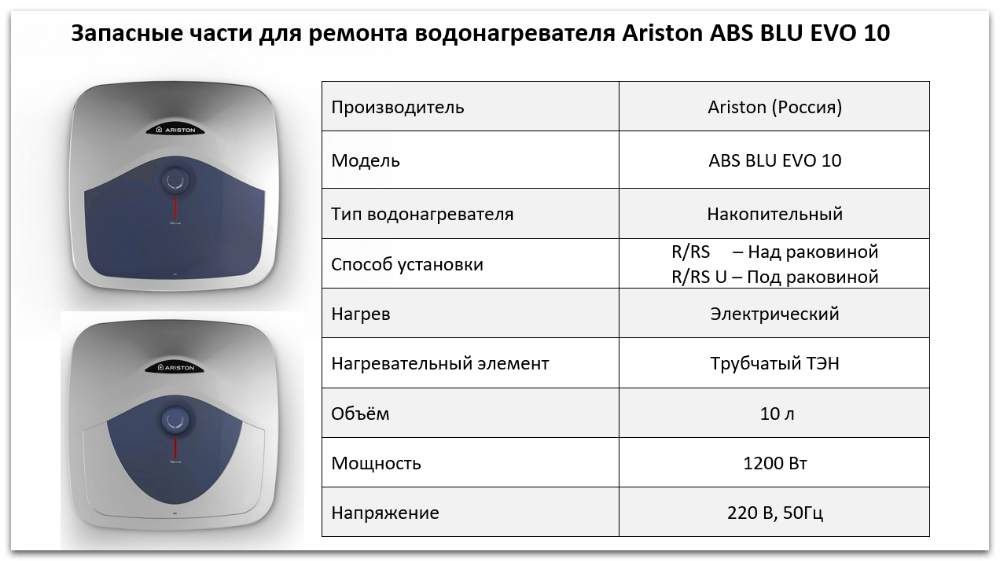 Купить запчасти Ariston ABS BLU EVO 10 в Новосибирске