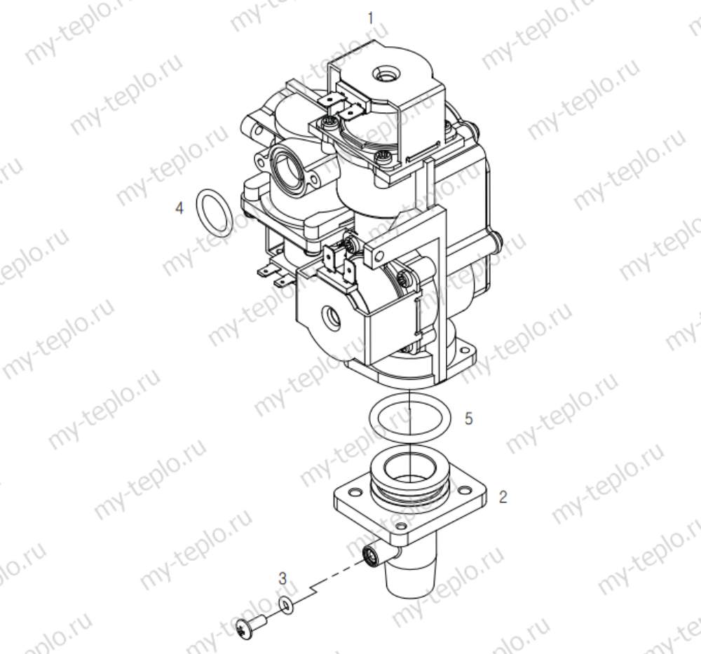 Строение газового клапана dgb 130 SD котел запчасти купить в Новосибирске