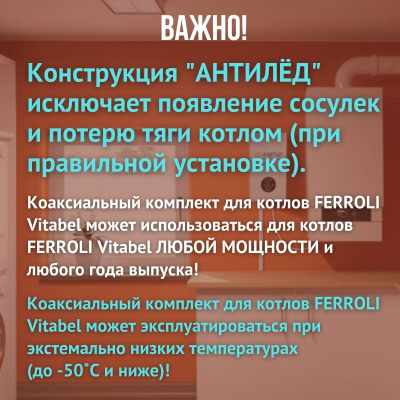 Дымоход для котла FERROLI Vitabel любой мощности, комплект антилед (Китай) (DYMvitabel)