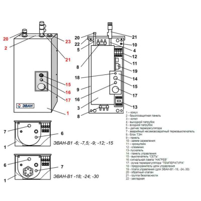 Водонагреватель проточный электрический  Эван В1-30 (380 В) (13180)